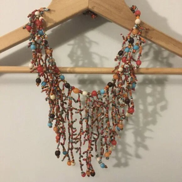 Coral Reef Inspired Beadwork Necklace Made in Italy - Picture 9 of 10